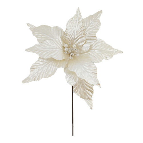 FLOR POINSETTIA METALICO 30CM. CREMA