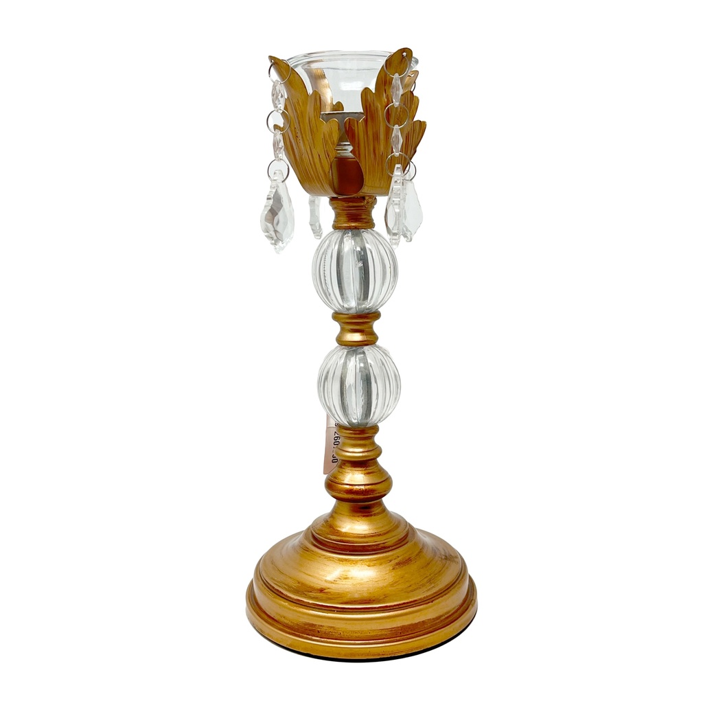 CANDELABRO VIDRIO CAIRELES DORADO GRANDE