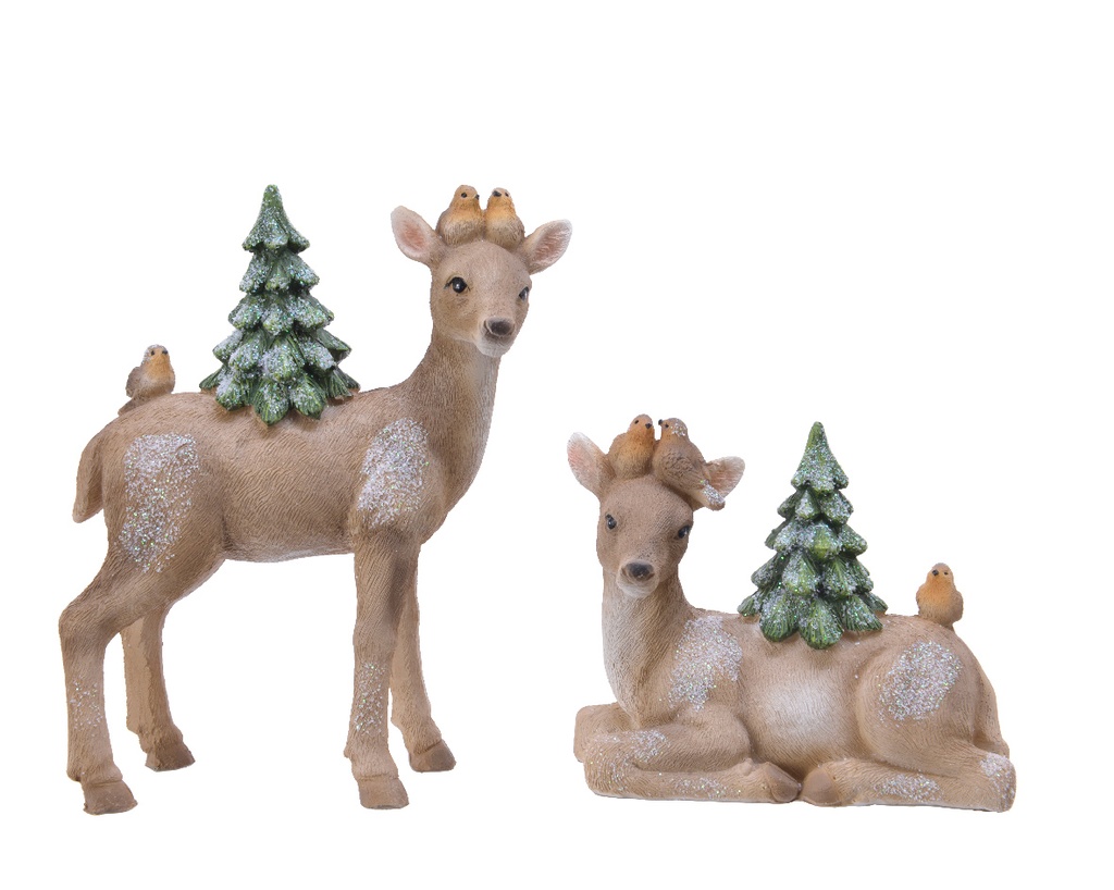 FIGURA CIERVO 16CM. CON ARBOL DE NAVIDAD