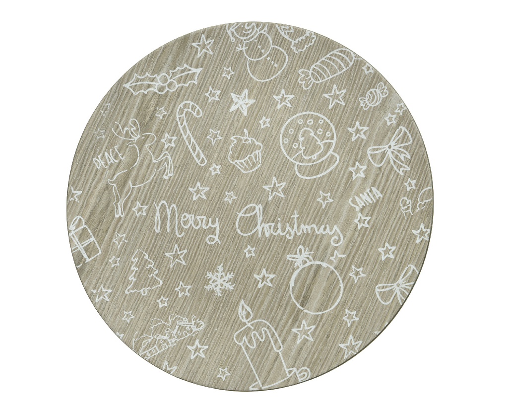 PLATO DECORATIVO 33CM. DISEÑO MADERA Y DIBUJOS DE NAVIDAD