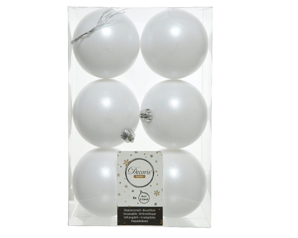 GLOBOS 80MM. X6 COMBINADO BLANCO