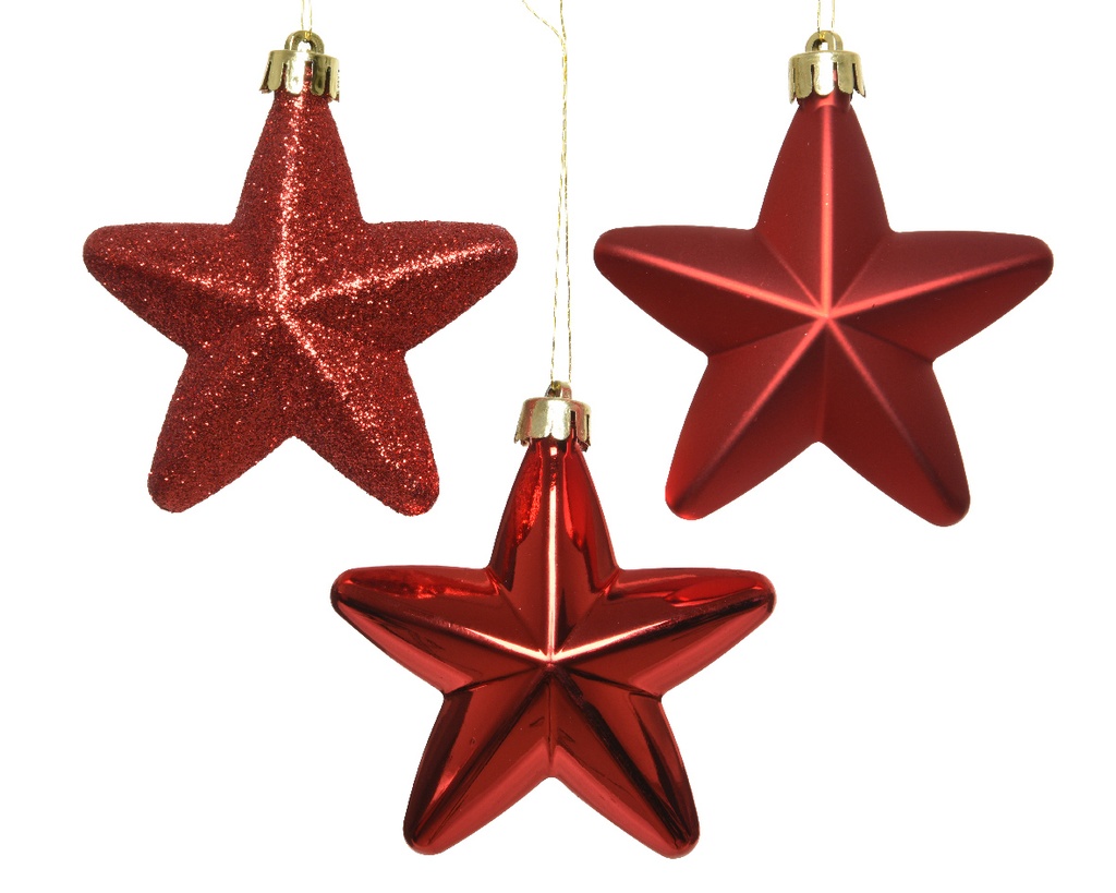 PACK ORNAMENTO ESTRELAS X6 ROJO