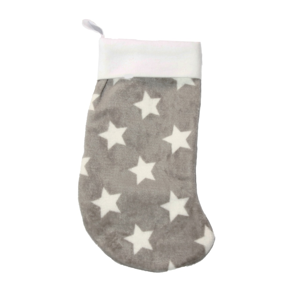 BOTAS DE NAVIDAD GRANDE GRIS CON ESTRELLAS