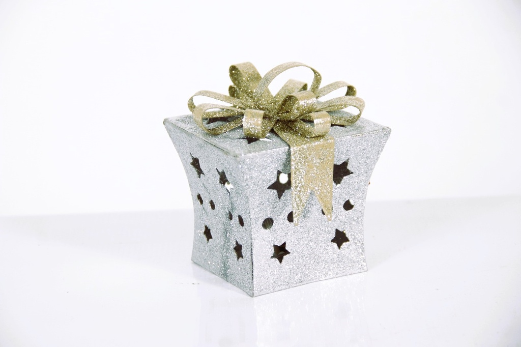 CAJA DE REGALO DECORATIVO CHAMPAGNE C/LUZ LED