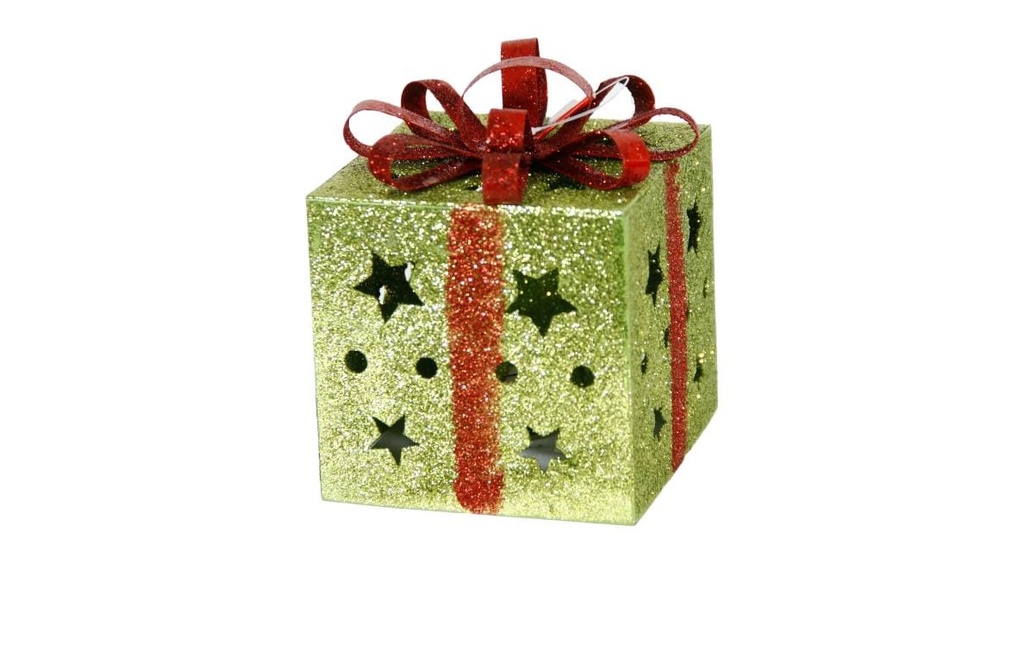 CAJA DE REGALO DECORATIVO VERDE C/LUZ LED