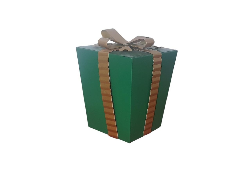 CAJA DE REGALOS VERDE MOÑO DORADO