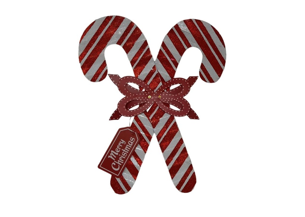 ORNAMENTO DE MENTAL CANDY CANE DECORACION 36.2 X 44.14 CM