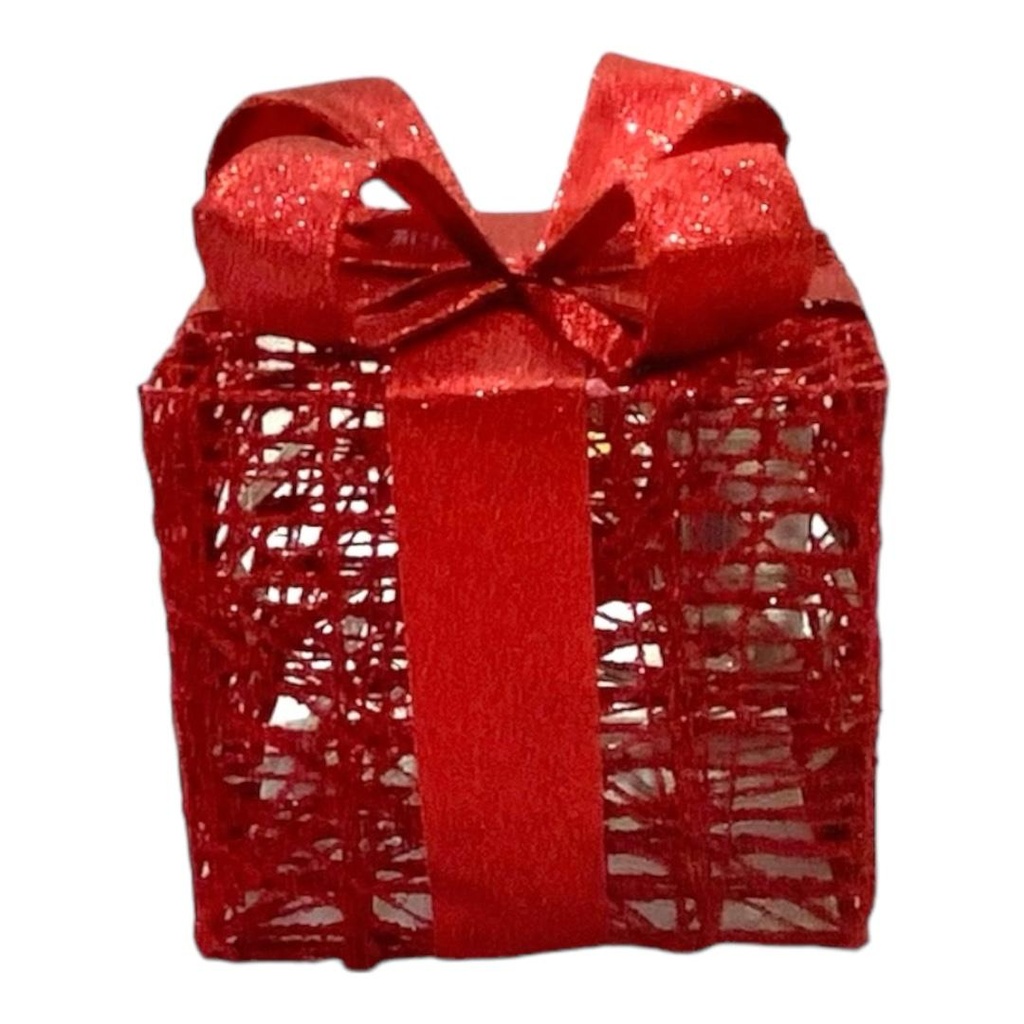 CAJA DE REGALOS ROJO 15CM C/LUZ