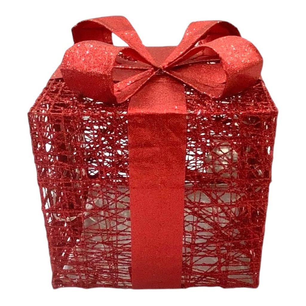 CAJA DE REGALOS ROJO 25CM C/LUZ