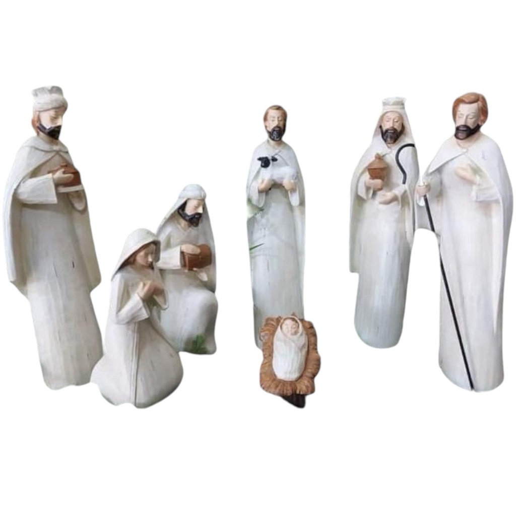 JGO DE PESEBRE 7PS BLANCO - FIG. ESTILIZADAS 