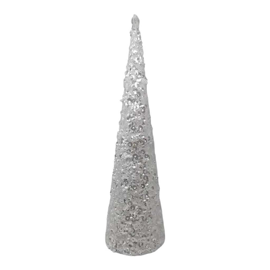 CONO DECORATIVO LENTEJ. Y APLIQ. BLANCO 45.7CM