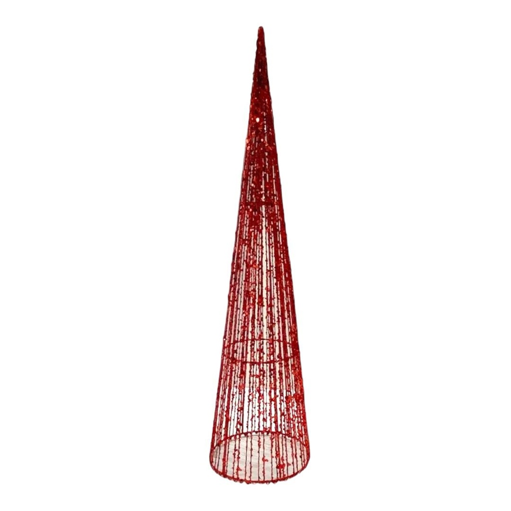 ORNAMENTO CONO CON BRILLANTINA ROJO 60.96CM