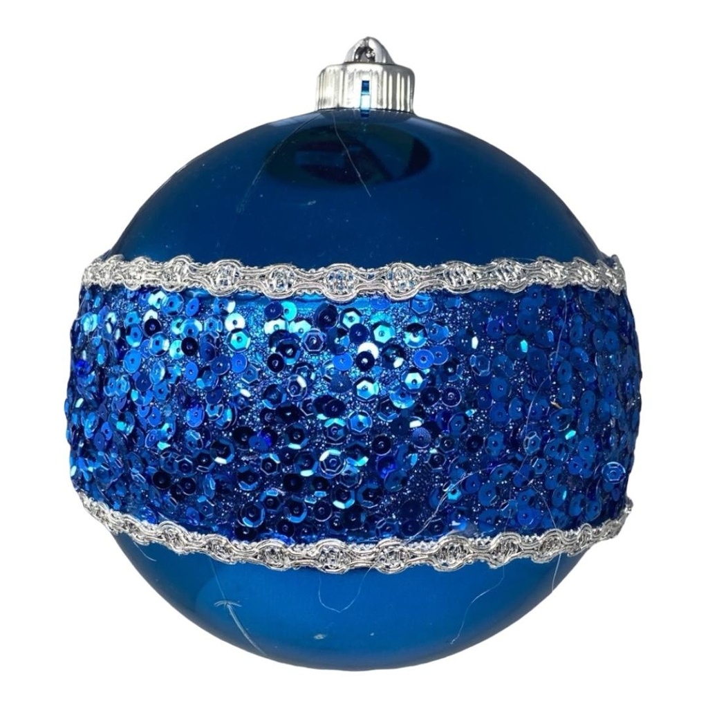 ORNAMENTO ESFERA AZUL CON LENTEJUELAS