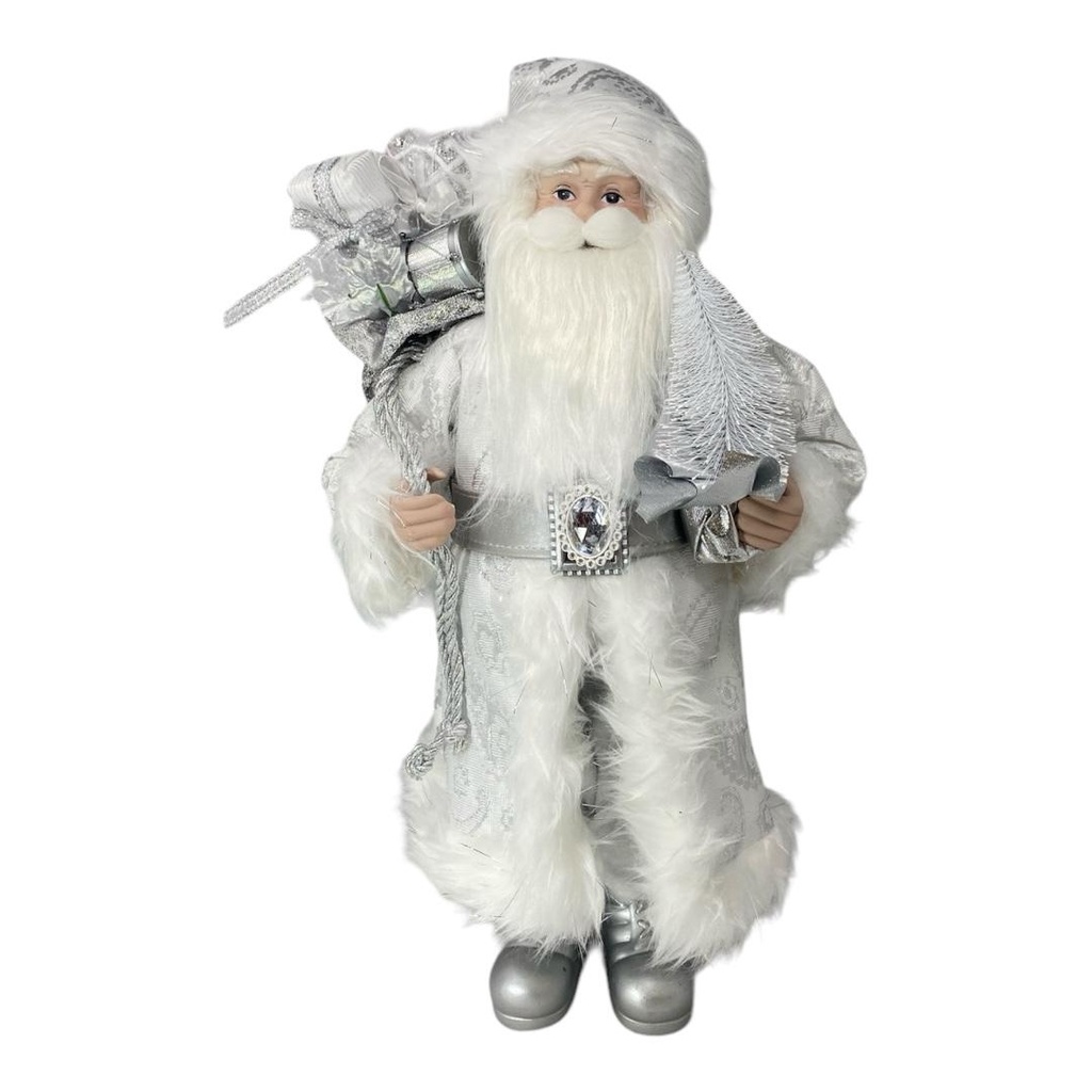 SANTA 45.7CM BLANCO CON BOLSA DE REGALO Y ARBOL