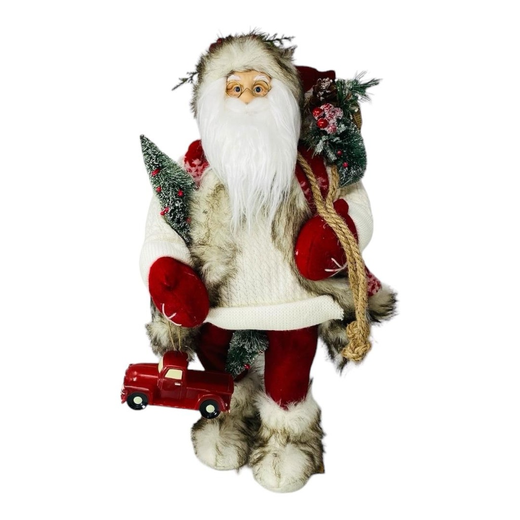 SANTA 45.7CM PARADO BLANCO CON REGALO, ARBOL Y CAMIONETA