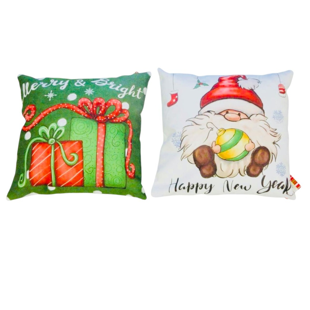 ALMOHADON ESTAMP. 43x43CM CHENILLE 2 DIS. (SANTA Y REGALOS)