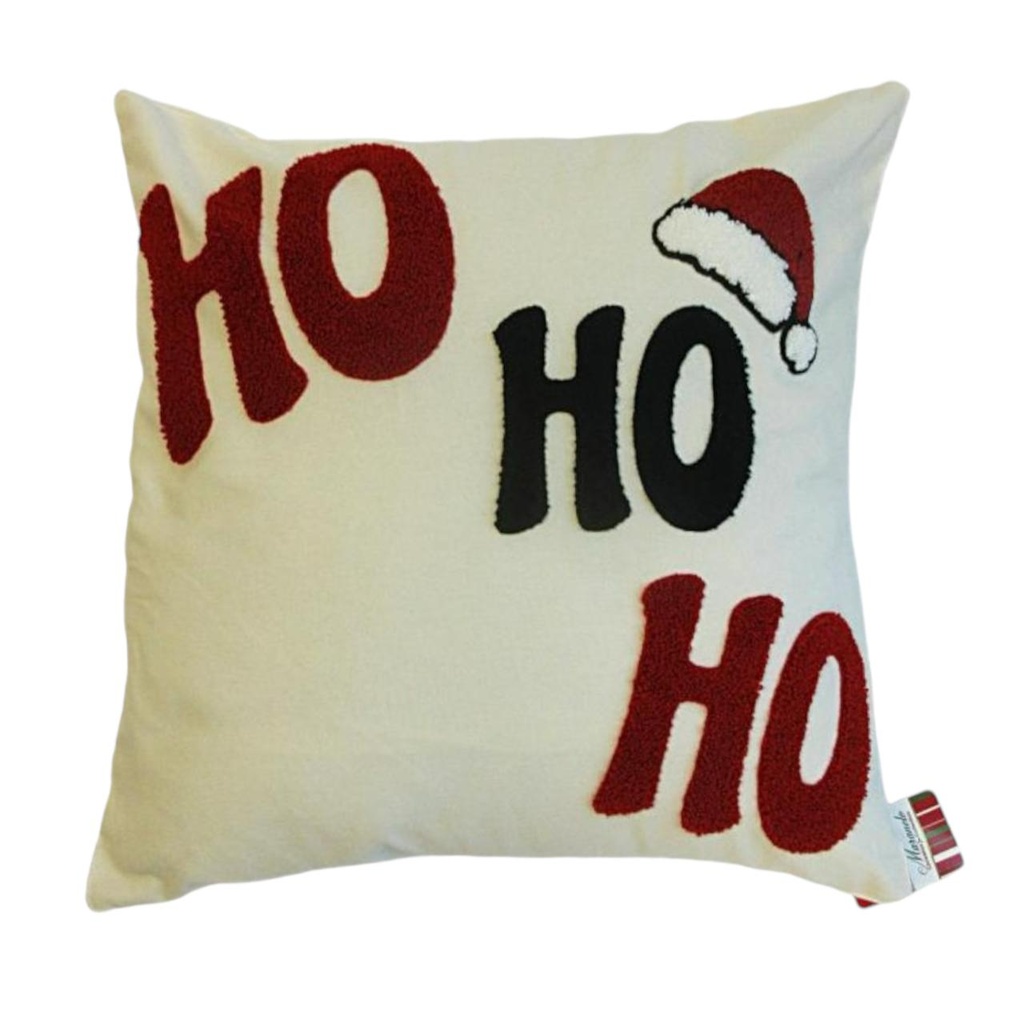 ALMOHADON ESTAMP. 45x45CM. POLY BEIGE HO HO HO