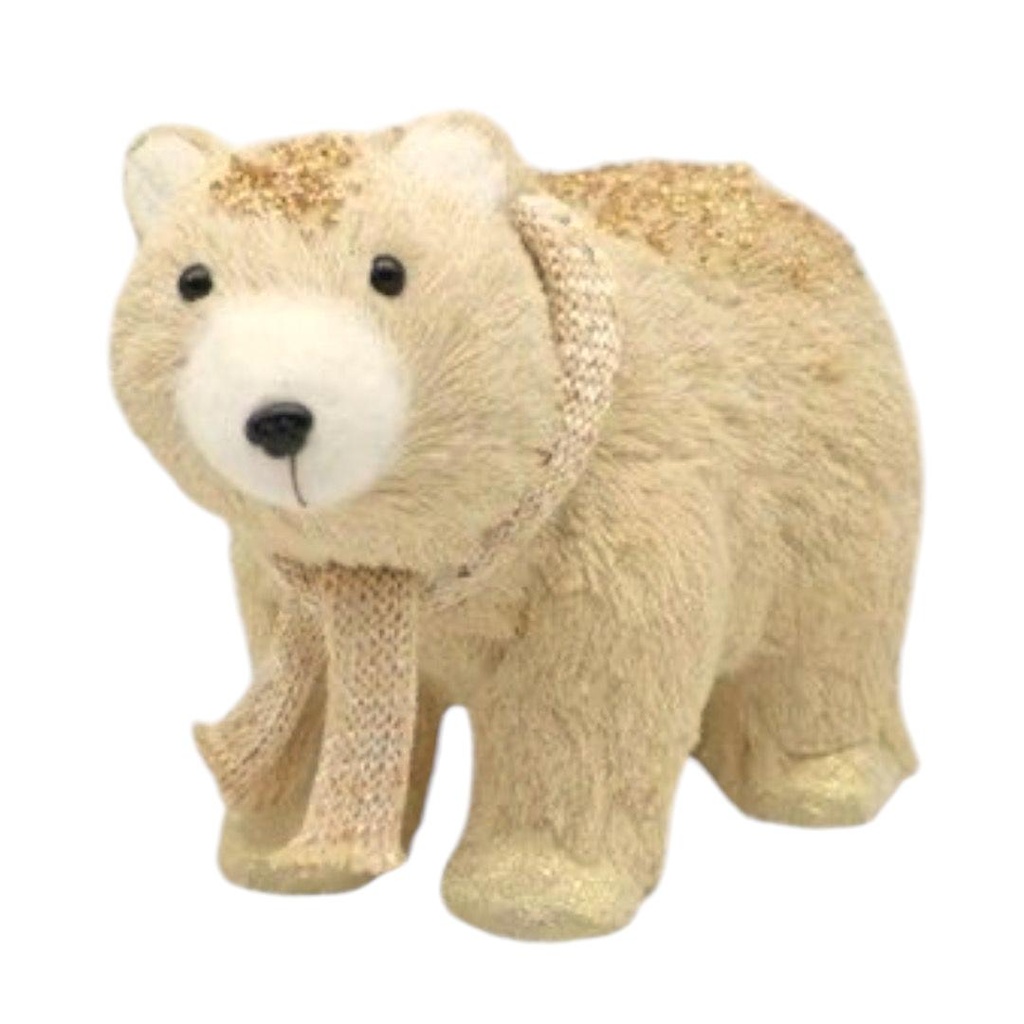 OSO DECORATIVO 32CM BEIGE CON BUFANDA