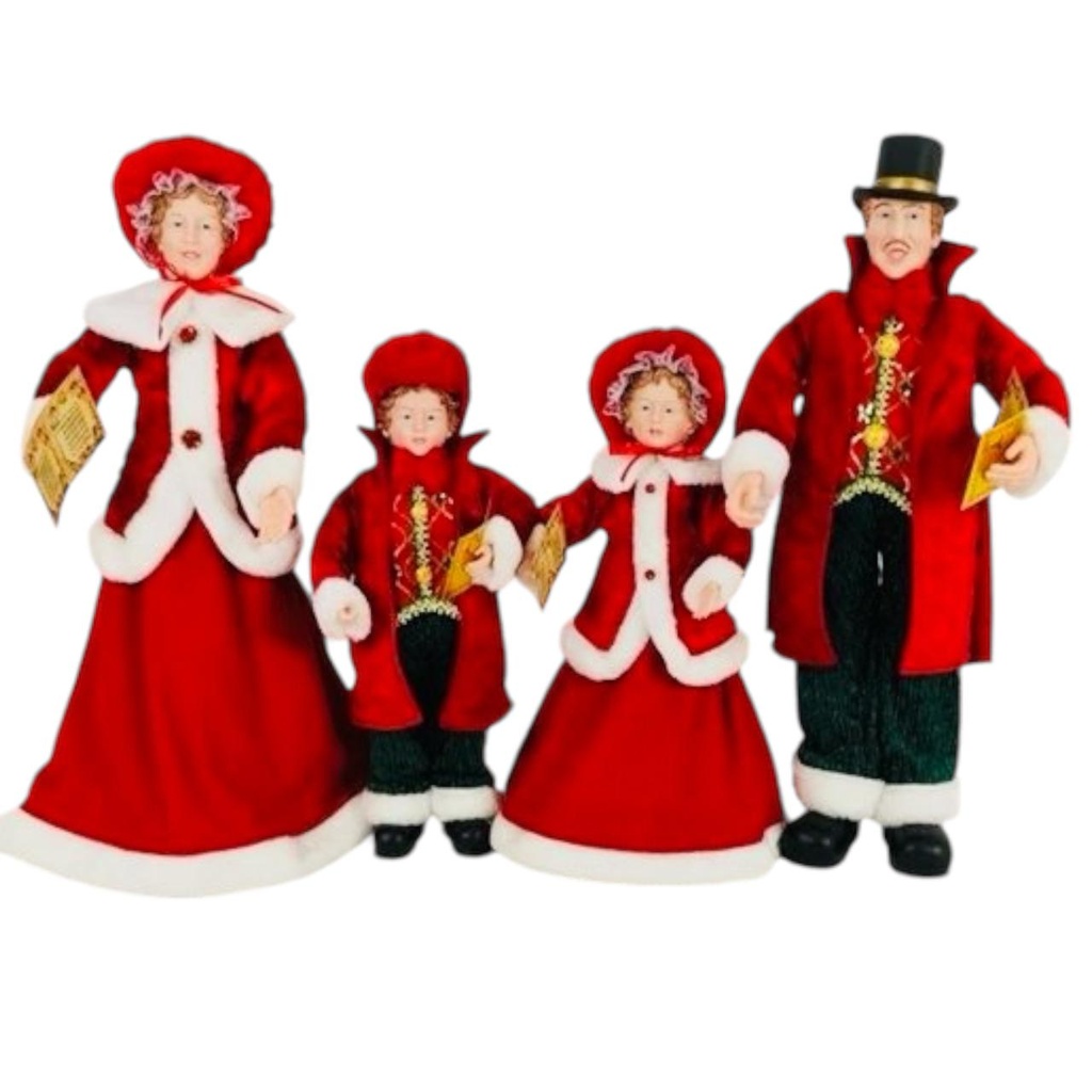 FAMILIA DE CANTORES - SET X 4 - PADRES 67CM E HIJOS 51CM - ROJO