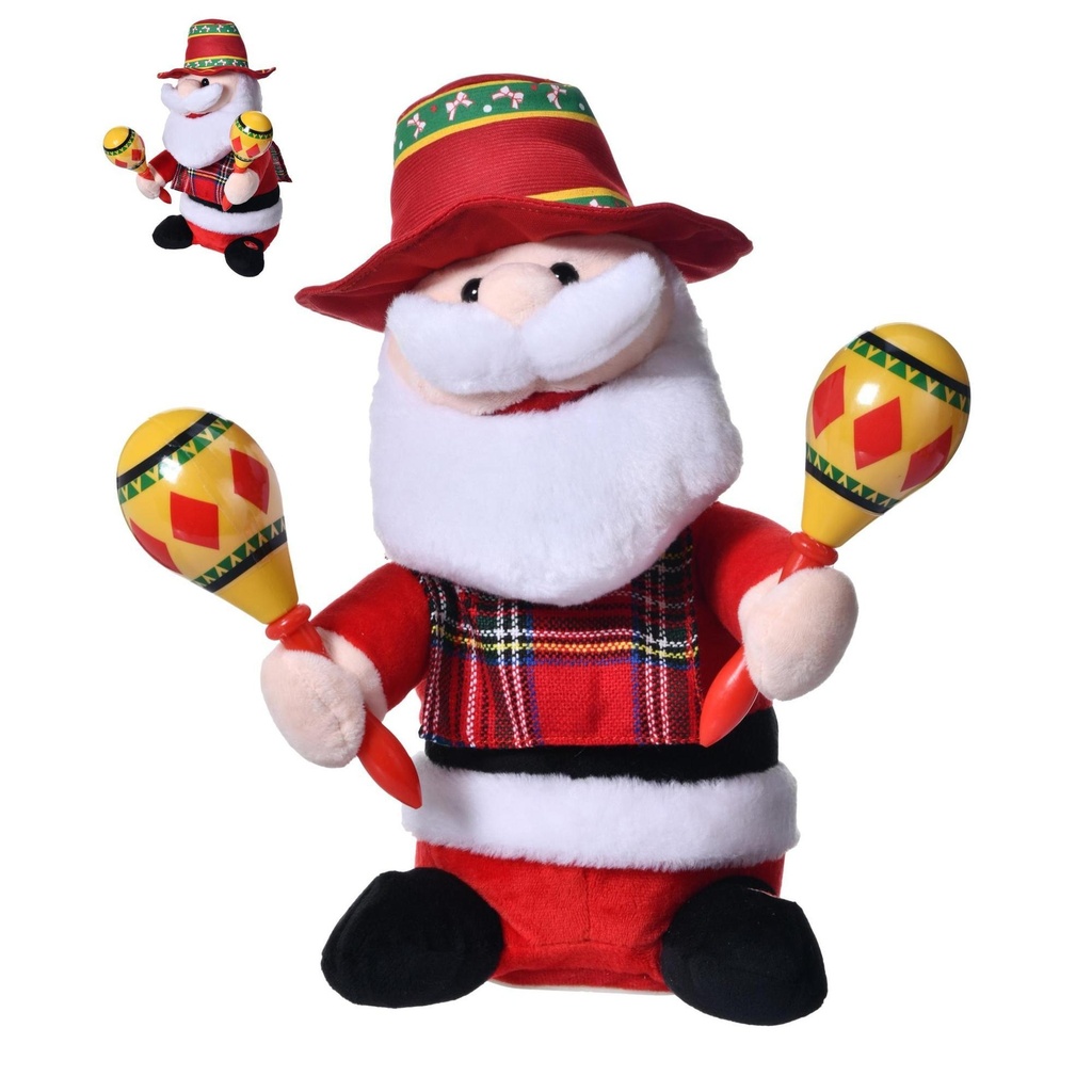 PELUCHE SANTA CON MARACAS ANIMADO 26CM