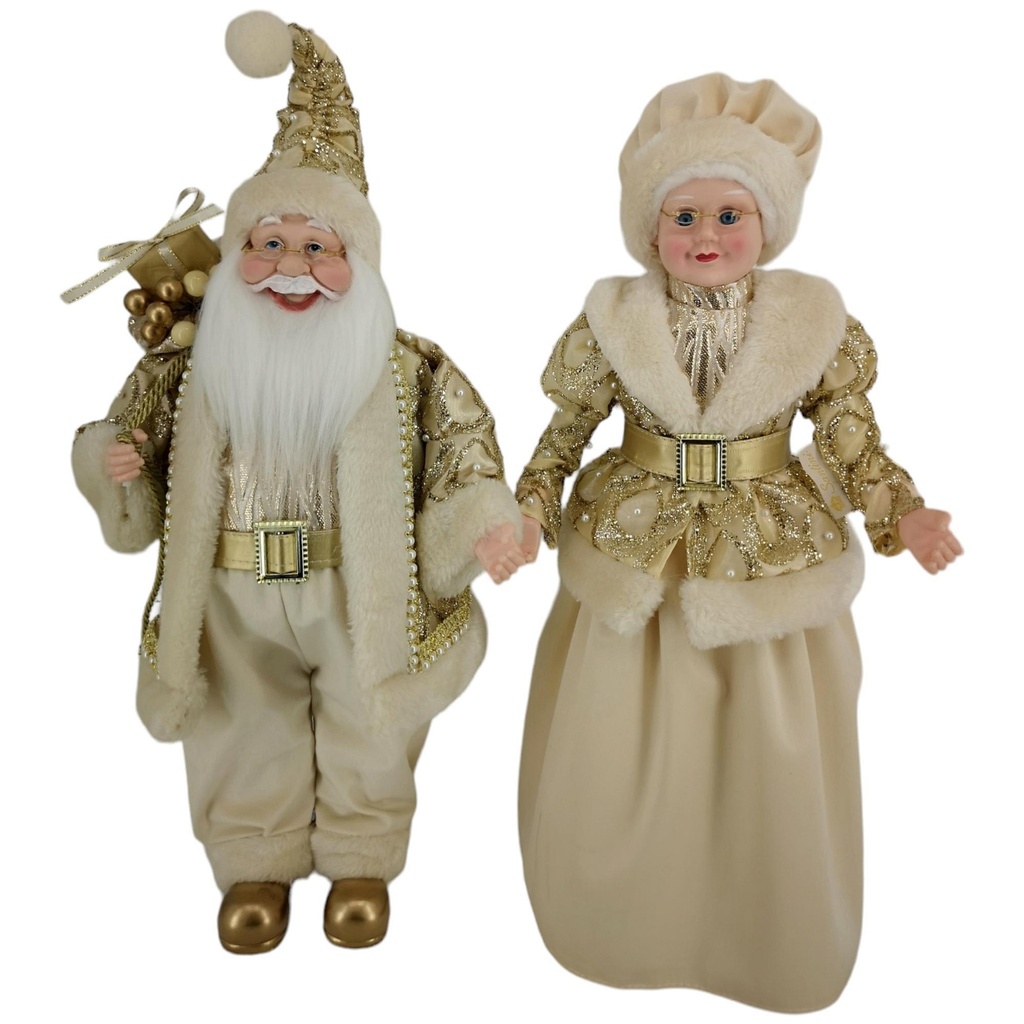 JG. SANTA & MAMA SANTA 45CM CHAMPAGNE