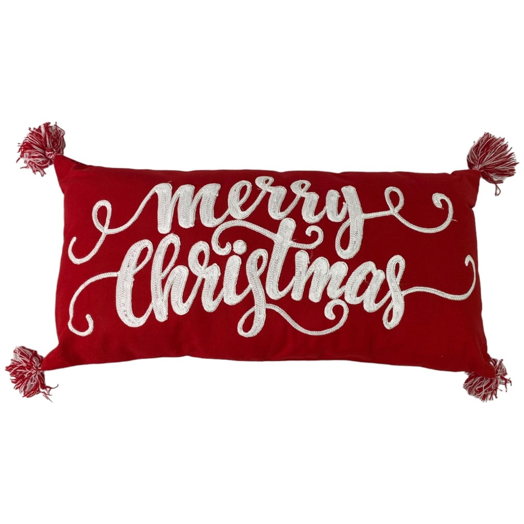 ALMOHADON 25X50CM ROJO MERRY CHRISTMAS