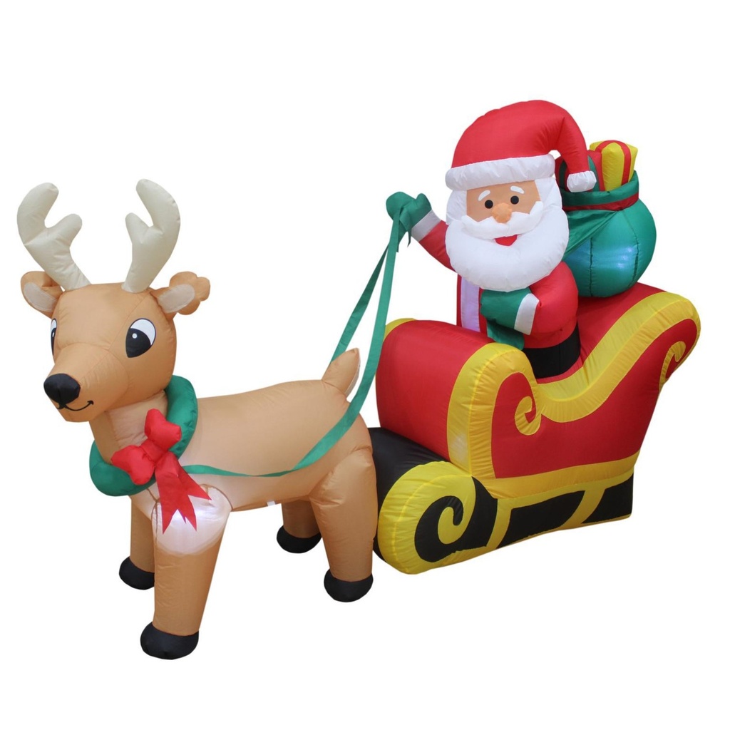 INFLABLE SANTA EN CARRO CON RENO 180CM