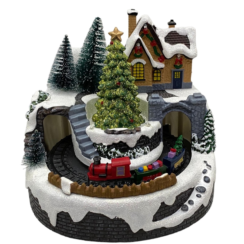 VILLA DE NAVIDAD PUEBLO CON TREN Y ARBOL GIGANTE