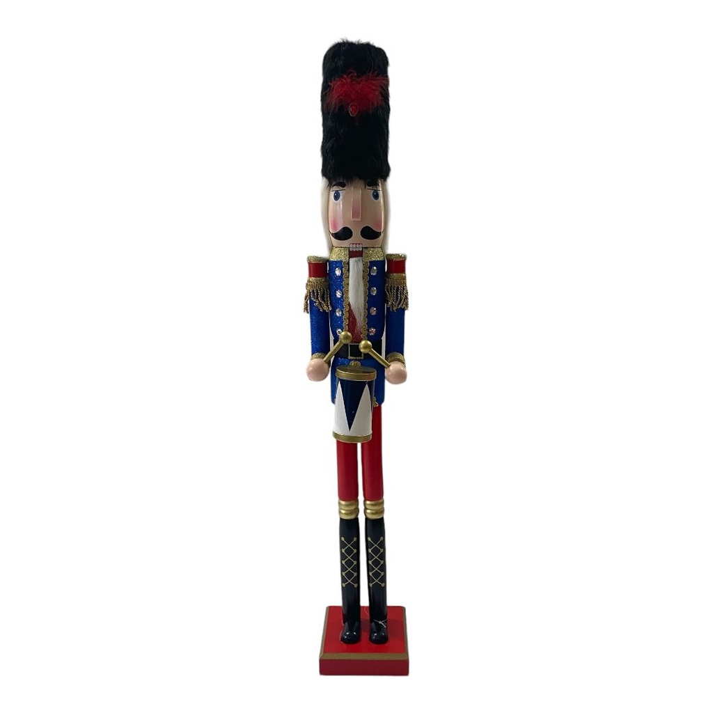 NUTCRACKER 92CM - AZUL/ROJO - GORRO NEGRO Y TAMBOR