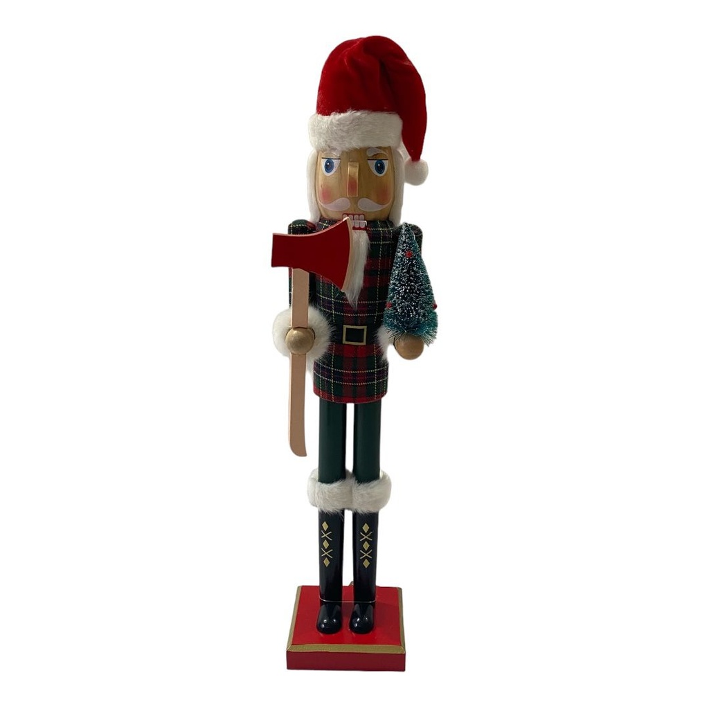 NUTCRACKER 56CM - CUADRILLE/VERDE - ARBOL Y GORRO SANTA