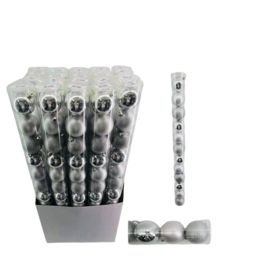 GLOBOS 6CM X 12 LISOS COMB. PLATA