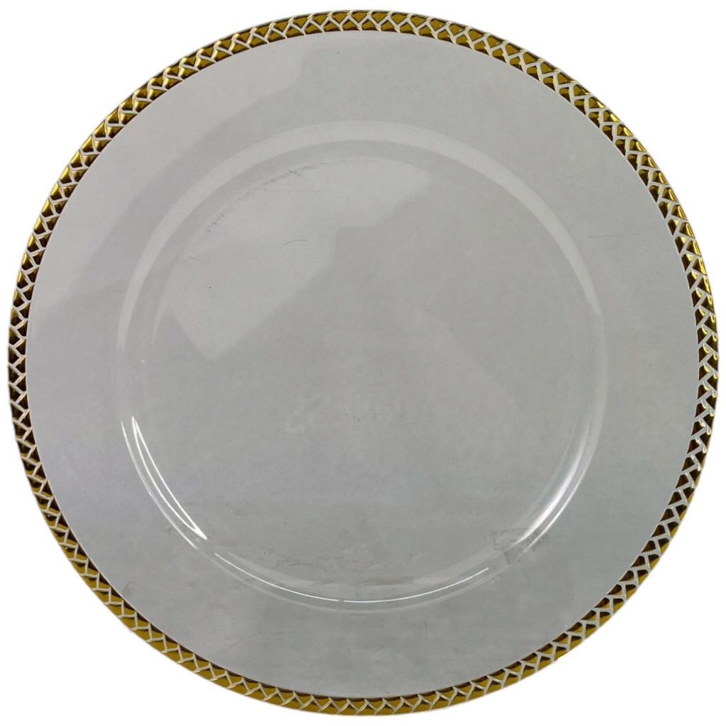 PORTAPLATO 33X33X2CM BLANCO BORDE DORADO