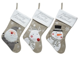 [6280] MEDIA 40CM. SANTA SNOWMAN RENO GRIS BLANCO 3 DISEÑOS