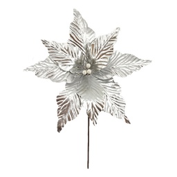 [60740] FLOR POINSETTIA METALICO 30CM. PLATA