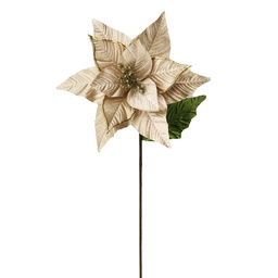 [60854] FLOR POINSETTIA METALICO TERCIOPELO 25CM. CHAMPAGNE 2