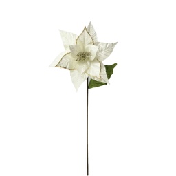 [60849] FLOR POINSETTIA METALICO TERCIOPELO 25CM. CREMA