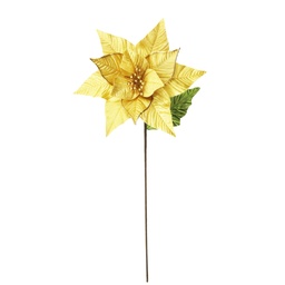 [60850] FLOR POINSETTIA METALICO TERCIOPELO 25CM. DORADO