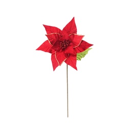 [60851] FLOR POINSETTIA METALICO TERCIOPELO 25CM. ROJO