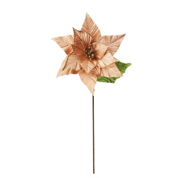 [60853] FLOR POINSETTIA METALICO TERCIOPELO 25CM. ROSA DORADO