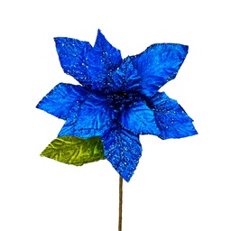 [60837] FLOR POINSETTIA TERCIOPELO 23CM. AZUL