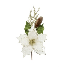 [60263] PINCHE POINSETTIA PINO Y CONO 18CM. CREMA