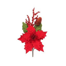 [60266] PINCHE POINSETTIA PINO Y CONO 18CM. ROJO