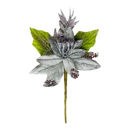 [60275] PINCHE POINSETTIA TERCIOPELO 12CM. PLATA