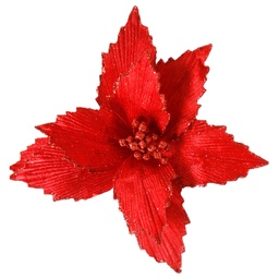 [60901] FLOR POINSETTIA TERCIOPELO 24CM. ROJO