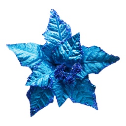 [60959] FLOR POINSETTIA TERCIOPELO GLITTER 23CM AZUL