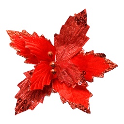 [60967] FLOR POINSETTIA TERC. & ORGANZA LENTEJ. 30CM ROJO