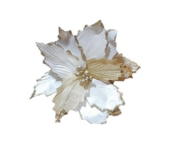 [60971] FLOR POINSETTIA TERC. & ORGANZA LENTEJ. 30CM CREMA