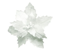 [60973] FLOR POINSETTIA TERC. & ORGANZA LENTEJ. 30CM BLANCO