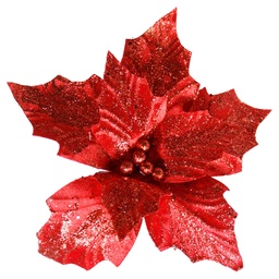 [60950] FLOR POINSETTIA PURPURINA 27CM ROJO