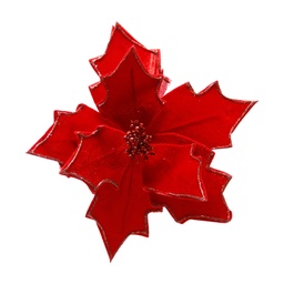 [60979] FLOR POINSETTIA PANA GLITTER 26CM ROJO